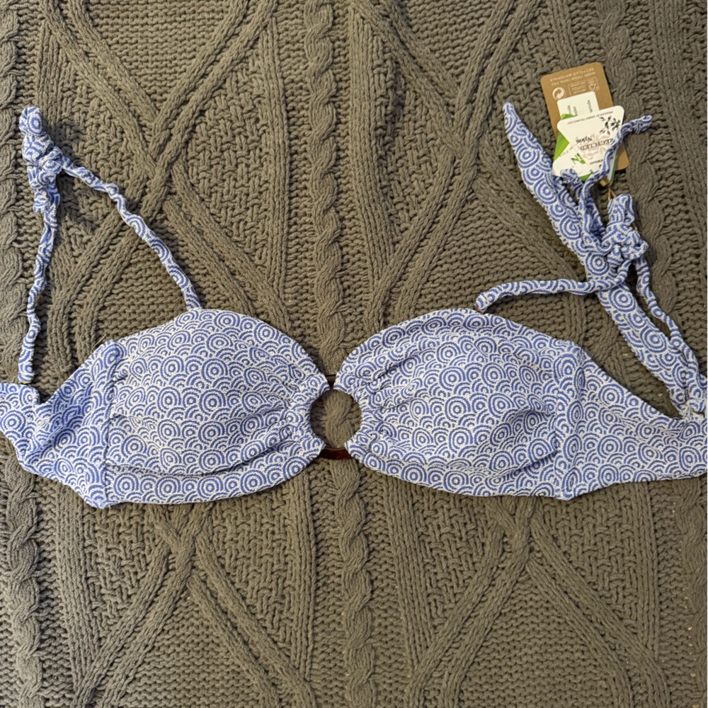 Blue Patterned Bikini Top